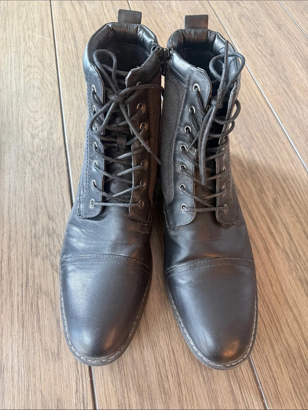 Men's Black Leather and Gray Fabric Chukka Boots